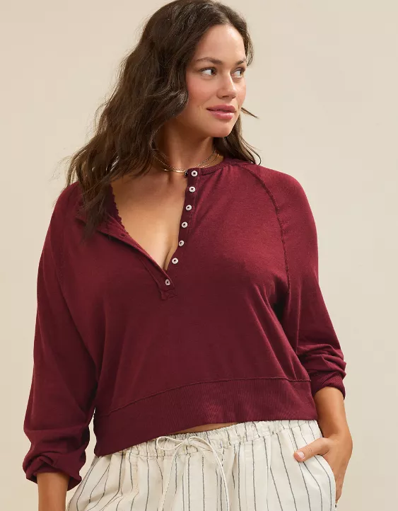 Aerie Happy Snit Henley T-Shirt - Image 5