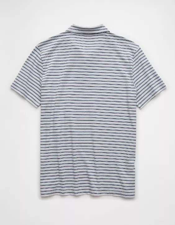 AE 24/7 Club Logo Striped Polo Shirt - Image 4