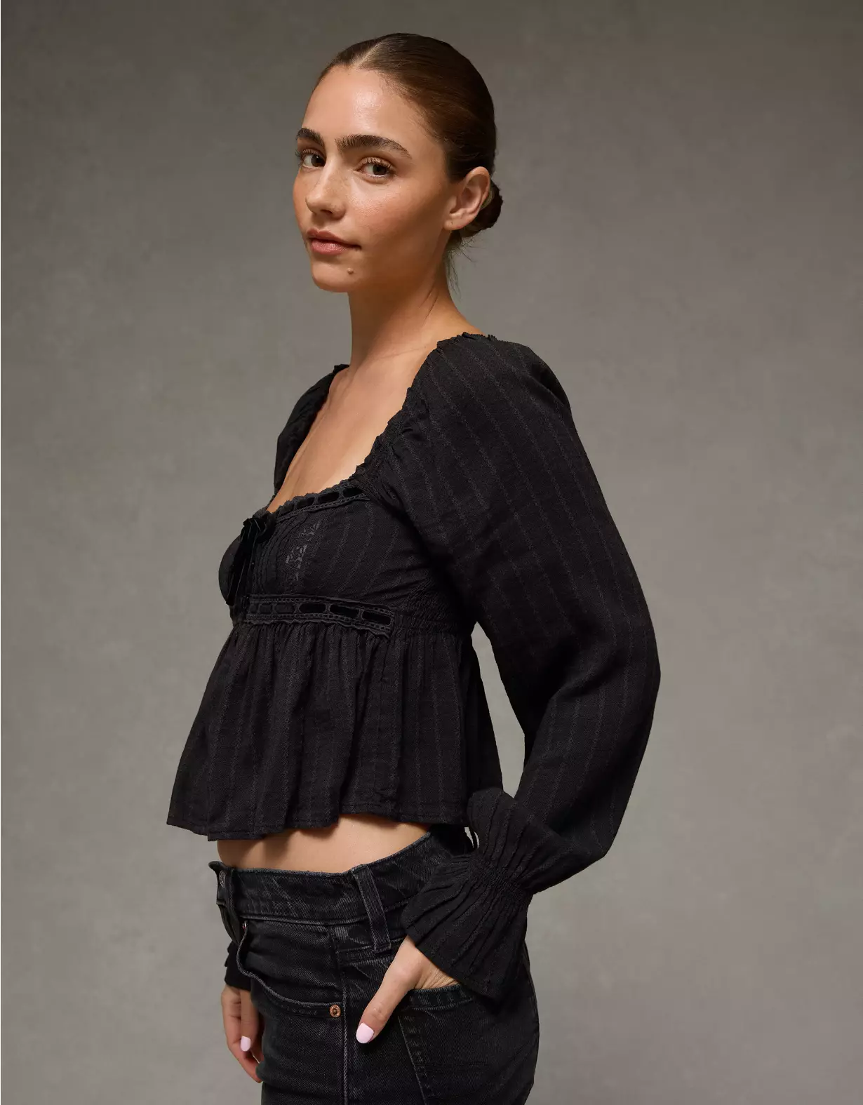 AE Long Sleeve Babydoll Blouse