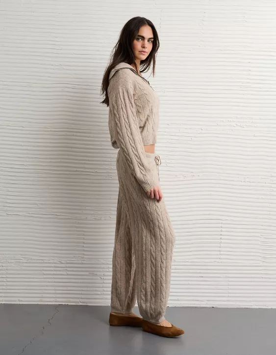 AE High-Waisted Cable Knit Sweatpant - Image 5