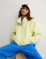 AE Relaxed Sherpa Fleece Henley Sweatshirt