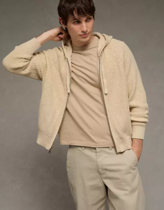 AE Zip-Up Shaker Stitch Sweater Hoodie - Image 6