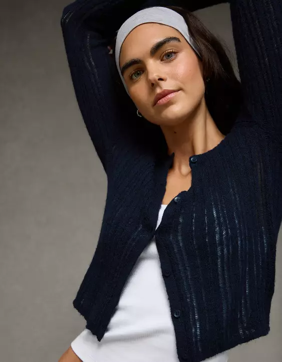 AE Fitted Crew Neck Cardigan - Image 6