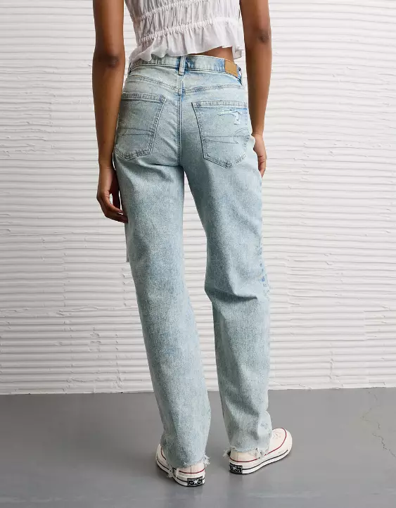 AE Strigid Ripped Super High-Waisted Baggy Straight Jean - Image 2