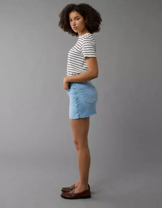 AE Next Level Curvy High-Waisted Denim Mini Skirt - Image 5