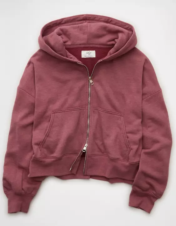 AE Everyday Luxe Barrel Sleeve Full Zip Hoodie - Image 3
