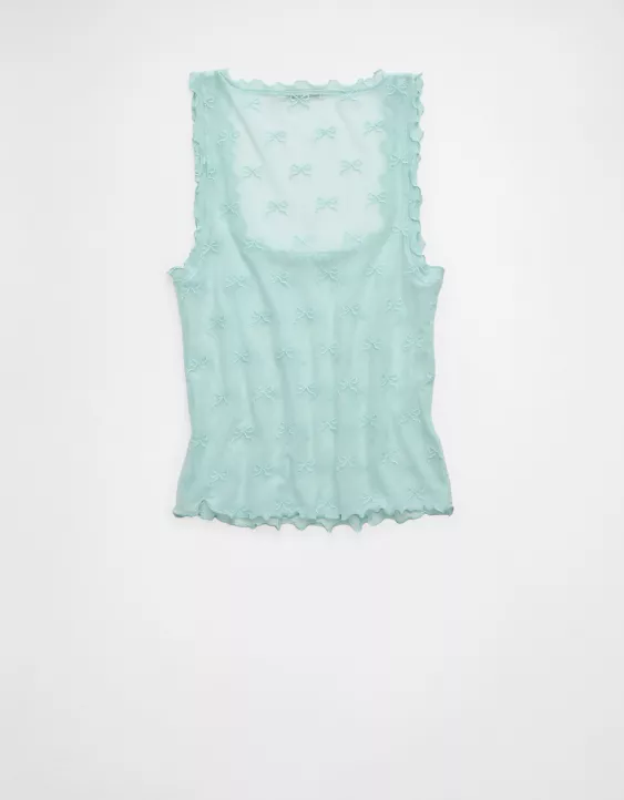AE Square Neck Bow Mesh Tank Top - Image 4