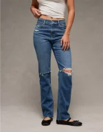 AE Stretch Ripped Super High-Waisted Straight Jean
