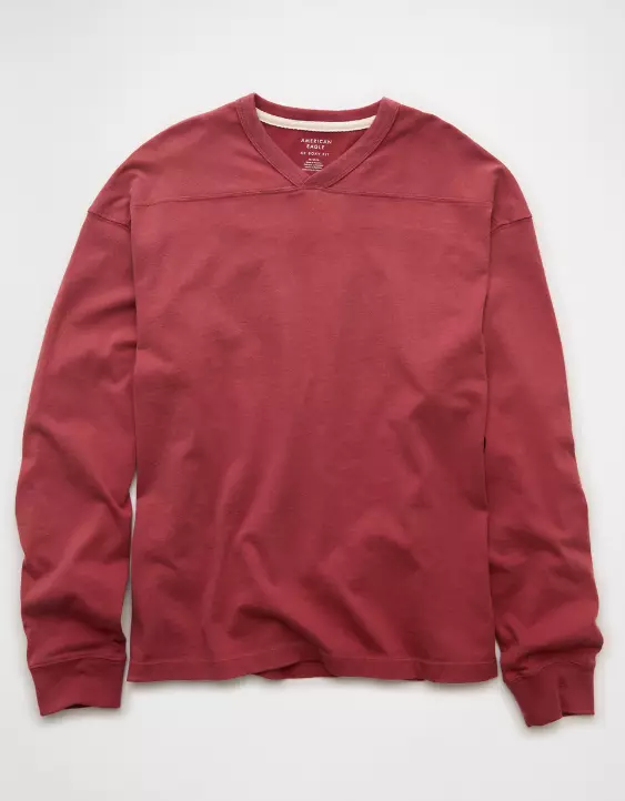 AE Boxy Long-Sleeve V-Neck T-Shirt - Image 3