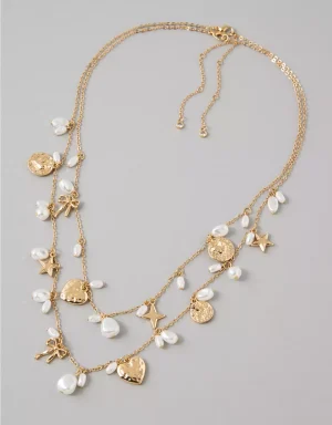 AE Double Chain Pearl Necklace