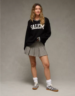 AE Oversized V-Neck Halloween Graphic Sweater