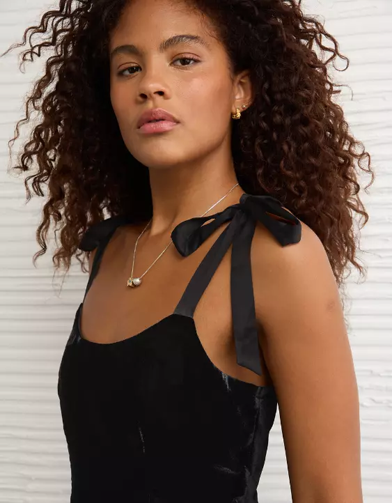 AE Tie-Strap Velvet Mini Dress - Image 5