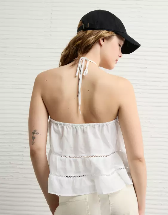 AE Y-Neck Lacy Halter Top - Image 2