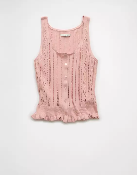 AE Pointelle Peplum Sweater Tank Top - Image 4