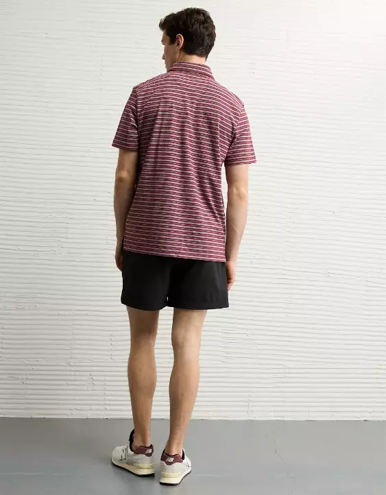 AE 24/7 Club Logo Striped Polo Shirt - Image 2