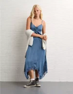 AE Handkerchief Hem Tie Side Midi Slip Dress