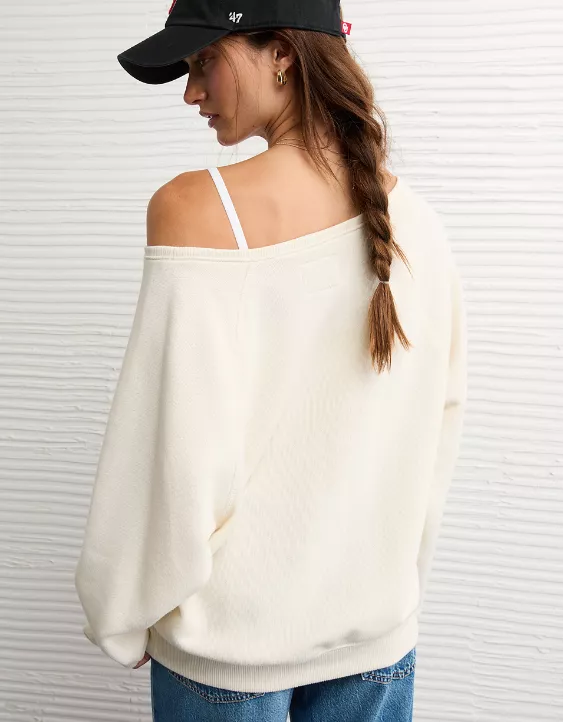 AE Oklahoma Sooners Graphic Off The Shoulder Sweatshirt - Image 2