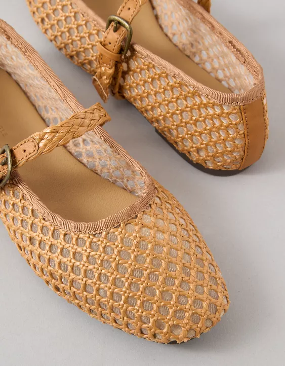 AE Raffia Mesh Mary Jane Flats - Image 2