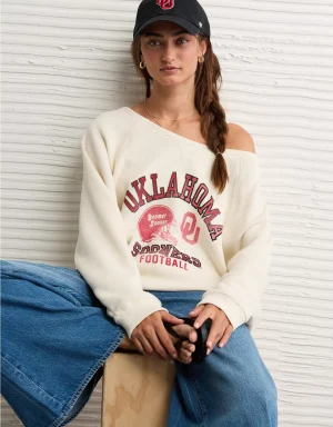 AE Oklahoma Sooners Graphic Off The Shoulder Sweatshirt