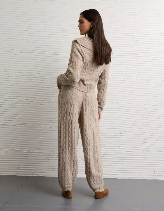 AE High-Waisted Cable Knit Sweatpant - Image 2