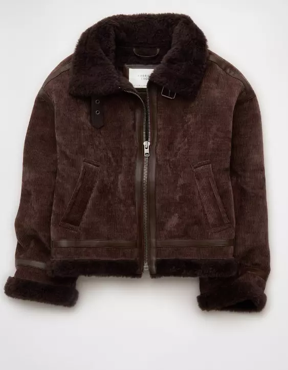 AE Cropped Corduroy Bomber Jacket - Image 3
