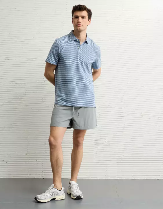 AE 24/7 Club Logo Striped Polo Shirt - Image 5