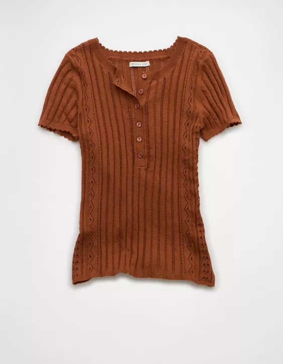 AE Henley Pointelle Sweater T-Shirt - Image 3