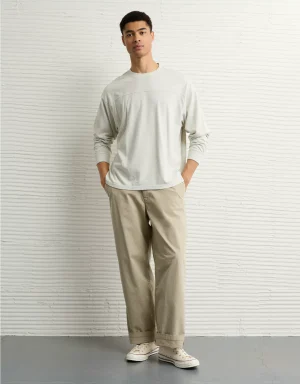AE Long-Sleeve Boxy Sueded Jersey T-Shirt