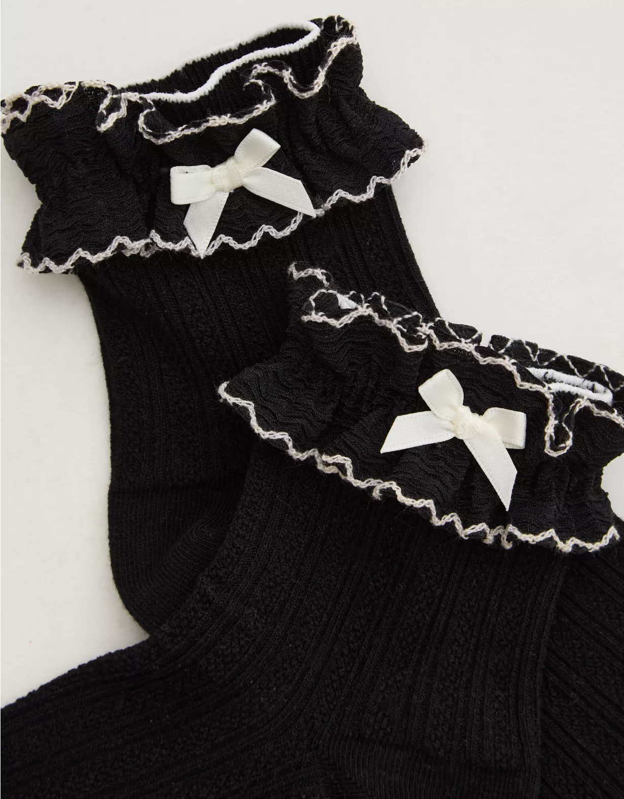 Aerie Double Ruffle Bow Quarter Socks - Image 2