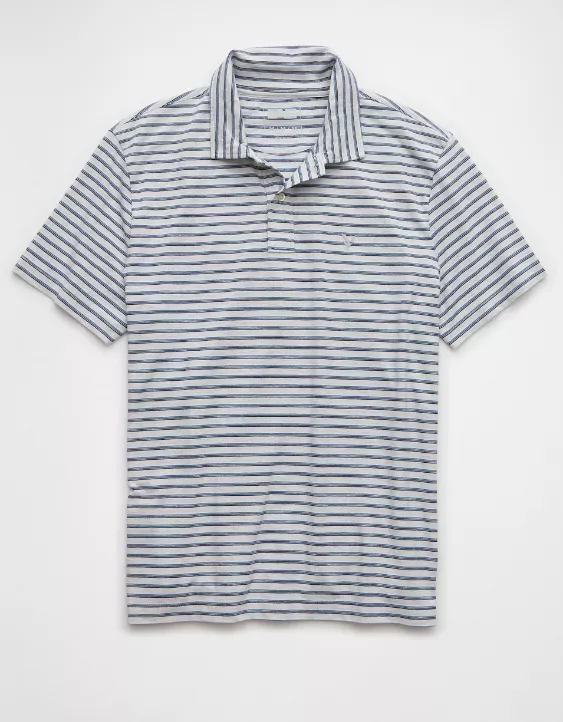 AE 24/7 Club Logo Striped Polo Shirt - Image 3